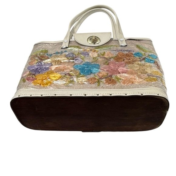 Mod Flower power 1960’s mid century basket retro beach bag tote purse by cabana - Picture 3 of 7